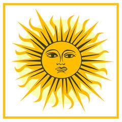 July 9. Argentina Independence Day. Girl in national dress. Flag. The sun. Flag of Argentina. Vector isolated images.Suitable for greeting card, poster and banner.