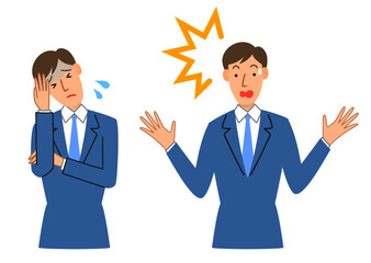 驚く男性と不調の男性
