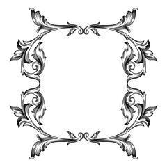 Vintage Ornament Element in baroque style with filigree and floral engrave the best situated for create frame, border, banner. It's hand drawn foliage swirl like victorian or damask design arabesque.