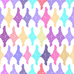 Classic vintage seamless pattern with rhombuses, texture grunge crayons ink. white mauve pink lilac abstract background. Can be used for greeting card design, Gift wrap, fabrics, wallpapers. Vector