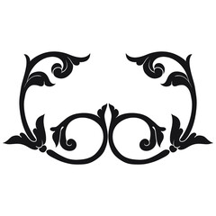 Vintage Ornament Element in baroque style with filigree and floral engrave the best situated for create frame, border, banner. It's hand drawn foliage swirl like victorian or damask design arabesque.