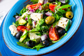 Rustic Greek salad with sheep's cheese