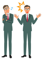 驚く男性と不調の男性