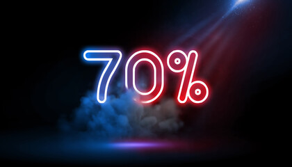 70% Offer | Design for sale campaign, Neon Light Text on Studio Background