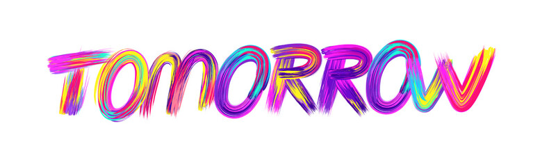 Creative lettering poster. Letter with abstract acrylic paint brush strokes on colorful background. Vector illustration.