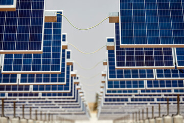 Connect the wires between the solar photovoltaic panels