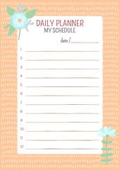 Vector illustration of daily planning, notes, shopping list.