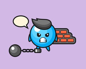 Gum ball cartoon as a prisoner