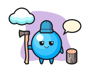 Gum ball cartoon as a woodcutter