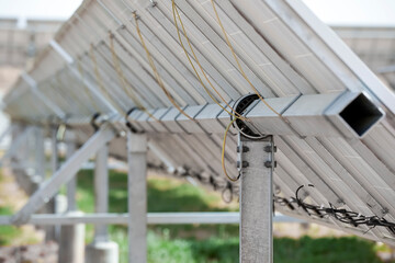 Obraz premium Iron bracket on the back of solar photovoltaic panel