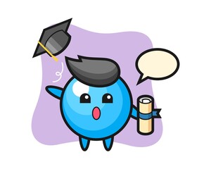 Gum ball cartoon throwing the hat at graduation