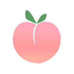 Peach with leaves icon isolated on a white background vector.