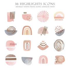 Highlight Icons. Abstract simple shapes covers. Boho social media. Modern minimalist graphic design. Terracotta color. © inna72