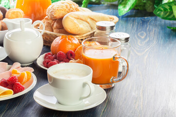 Fresh and continental breakfast table