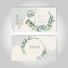 Elegant Watercolor Business card Template with Foliage