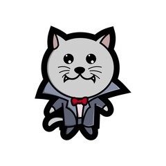 cute cat vampire, good for Halloween costumes, stickers, doodles, cartoon, t shirt design, childish