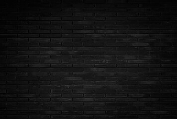 Obraz na płótnie Canvas Abstract dark brick wall texture background pattern, Wall brick surface texture. Brickwork painted of black color interior old clean concrete grid uneven, Home or office design backdrop decoration.