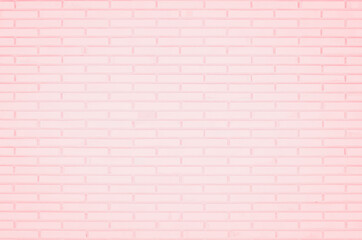 Pastel Pink and White brick wall texture background. Brickwork or stonework flooring interior rock old pattern clean concrete grid uneven brick design stack. Home or office design backdrop decoration.
