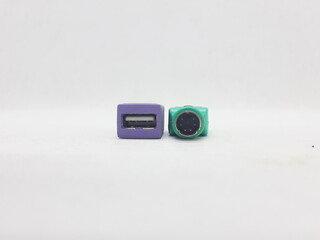 Portable Computer Connector Cable Converter for Electronic Data Transfer in White Isolated...