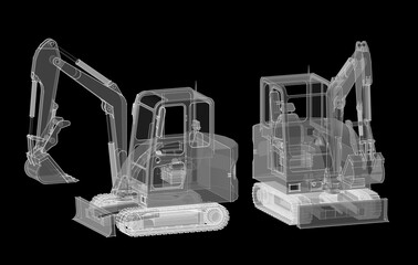  excavator machine bulldozer 3d illustration © Svjatoslav