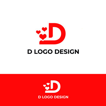 D and love logo design heart logotype vector template