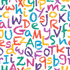 Seamless alphabet vector. A-Z in majuscule and minuscule. White background