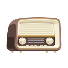 Flat style illustration of an old radio receiver of the last century