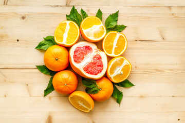 Grapefruit and orange mix group top view