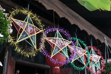 Paper Lantern Stars on mid-autumn festival in Vietnam