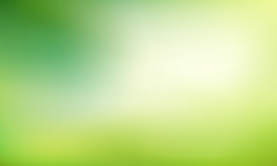 Nature gradient backdrop with bright sunlight. Abstract green blurred background. Ecology concept for your graphic design, banner or poster. Vector illustration