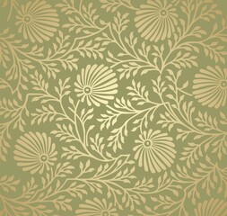 traditional wedding card design, paisley floral pattern , royal India	