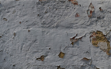 Old, cracked wall. Old paint, plaster.