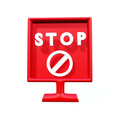 Red sign symbol way background danger traffic sign transport direction car object driving law highway safety risk information. 3D Rendering.
