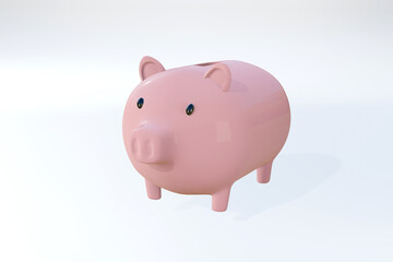 Piggy bank and Gold coins finance income business money success Goal. Illustration pattern wallpaper for backdrop background. Business brochure cover wed design. Isolated on white background. 3D Rende