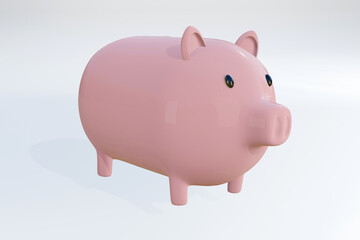 Piggy bank and Gold coins finance income business money success Goal. Illustration pattern wallpaper for backdrop background. Business brochure cover wed design. Isolated on white background. 3D Rende