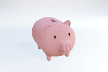 Piggy bank and Gold coins finance income business money success Goal. Illustration pattern wallpaper for backdrop background. Business brochure cover wed design. Isolated on white background. 3D Rende