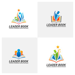 Set of Leadership Education Book Logo Design Concept Vector. Success Book Logo Template. Icon Symbol