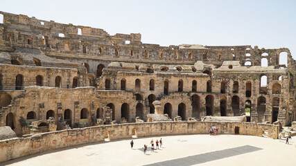 The ancient Amphitheater of El Jem in Tunisia, North Africa.