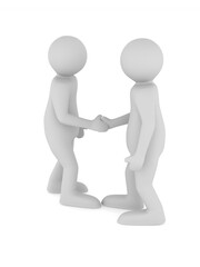 handshake on white background. Isolated 3D illustration