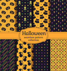 Halloween seamless patterns. Vector set.