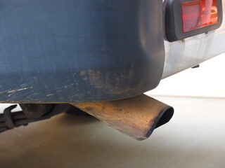 exhaust pipe, reflector and bumper of truck