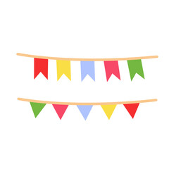 Set of  colorful garland. Vector illustration. Isolated on white background. for design,web, graphic,postcard. Celebration decor. Flat and cartoon style. Festive holiday decoration. party elements.