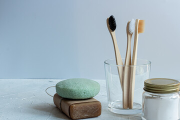 wooden toothbrushes, tooth powder