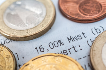 Kaufbeleg, Mehrwertsteuer 16% und Mehrwertsteuersenkung - Coronakrise