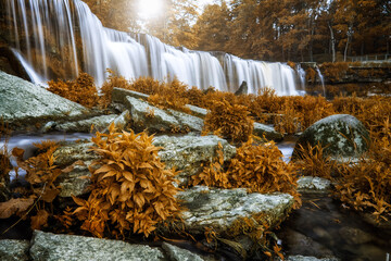 unusual fabulous view of a beautiful waterfall