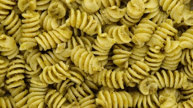 pasta with pesto alla genovese rotating