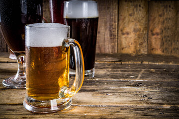 Set of various beer glasses
