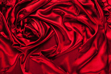  Red silk fabric,view fro the top