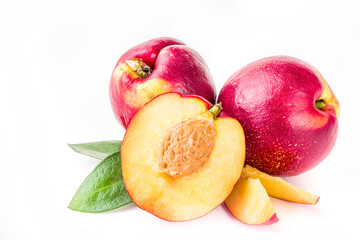 Raw peaches isolated on white