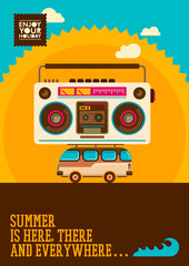 Obraz premium Comic summer poster in color. Vector illustration.
